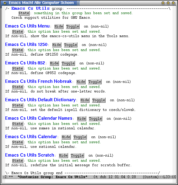 Customizace emacs-cs-utils