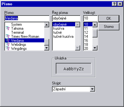 Vbr fontu v Microsoft Windows
